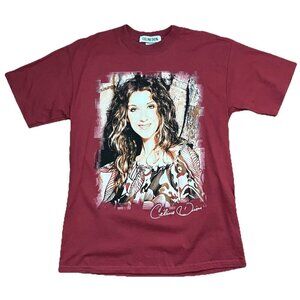 Y2K Celine Dion T-shirt Mens M Red Pink Graphic Tour Band Tee